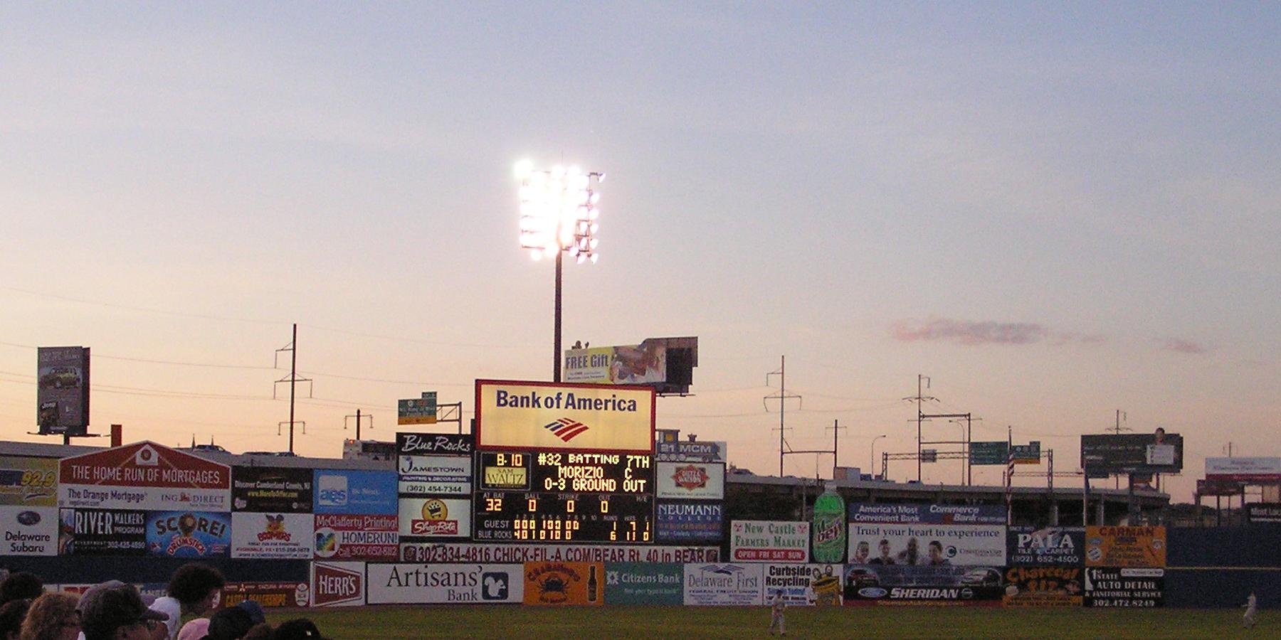 The Frawlay Satdium scoreboard - Wilmington