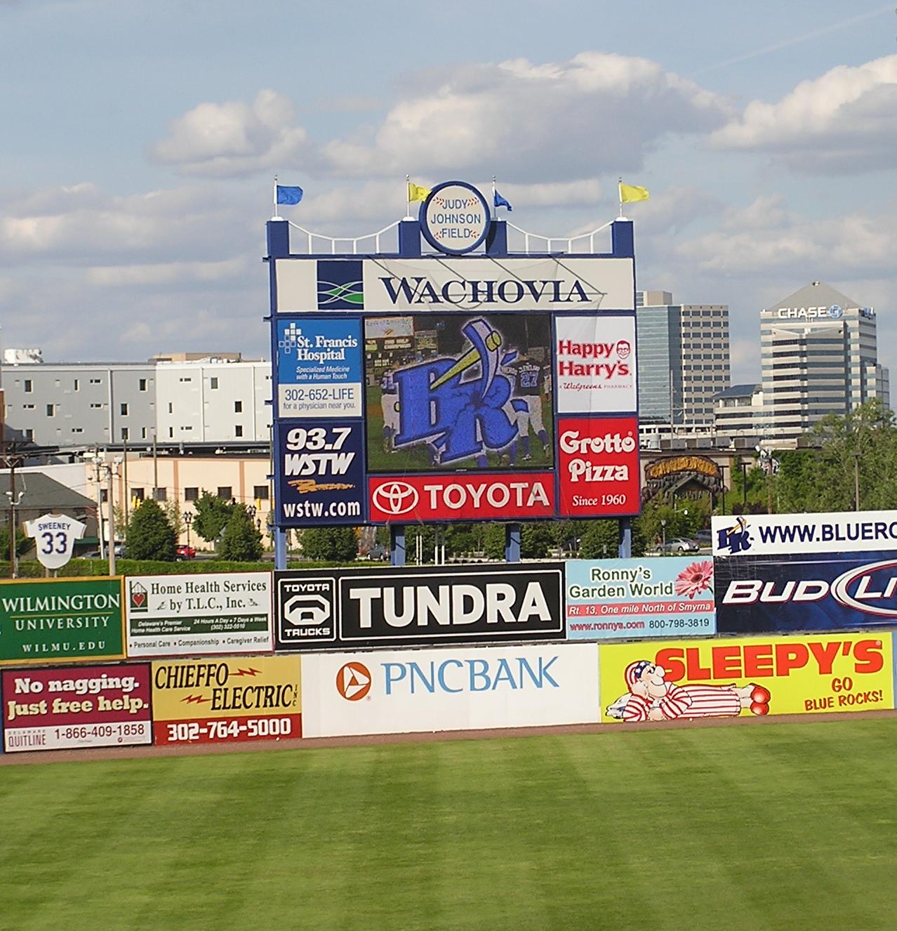 The video board, Frawley Stadium, Wilmington, De