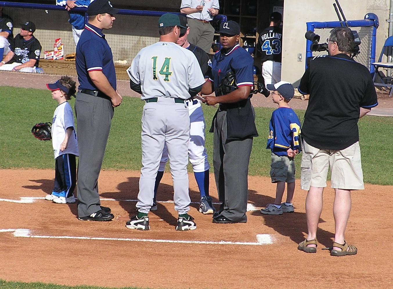 Exchanging the Line Ups - Frawley Stadium